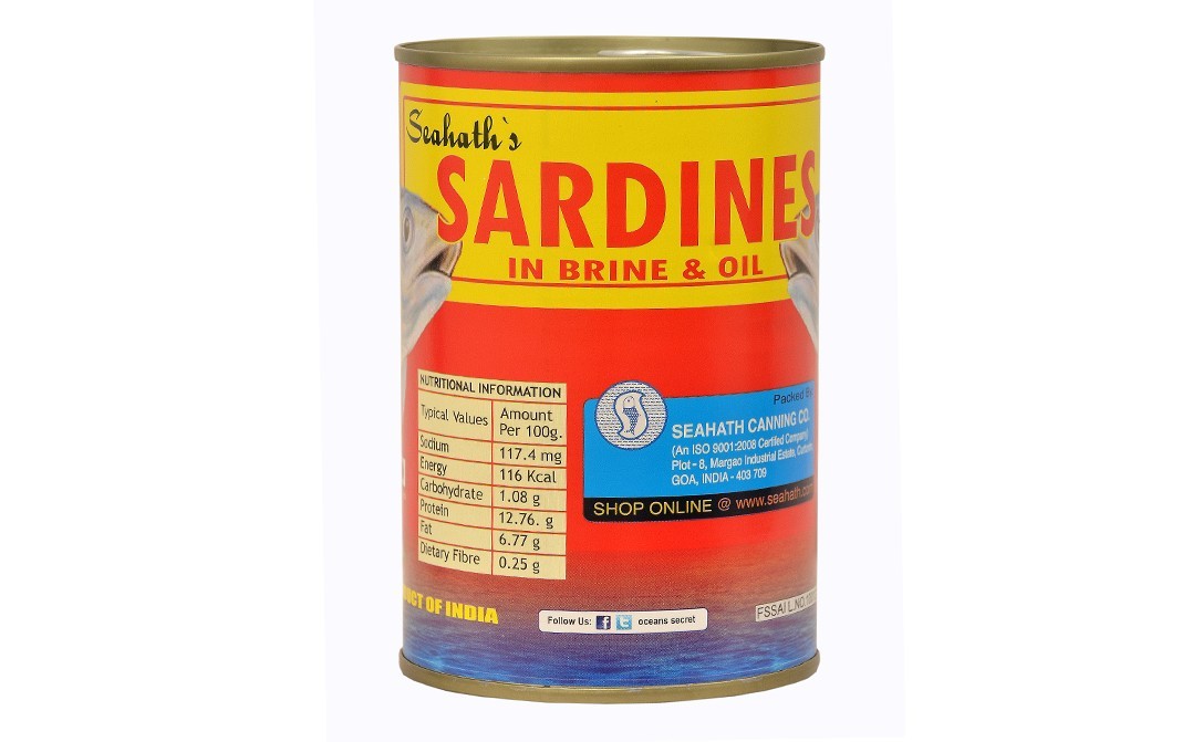 Seahath's Sardines In Brine & Oil    Tin  425 grams